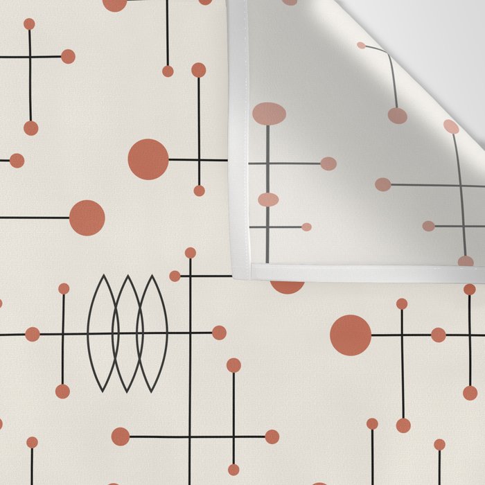 Mid Century Atomic Age Pattern Orange and Cream Wall Tapestry Gallery Image 3