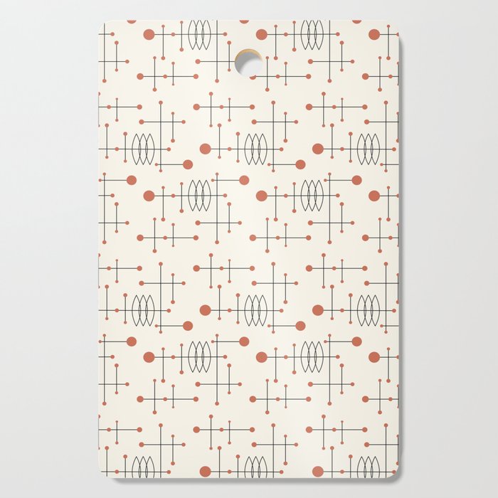Mid Century Atomic Age Pattern Orange and Cream Cutting Board Gallery Image 1