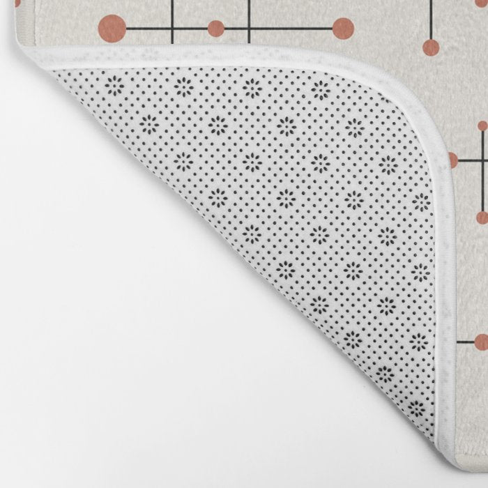 Mid Century Atomic Age Pattern Orange and Cream Bath Mat Gallery Image 2