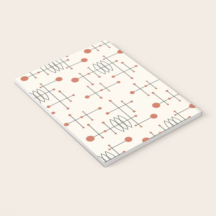 Mid Century Atomic Age Pattern Orange and Cream Notebook Gallery Image 3
