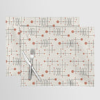 Mid Century Atomic Age Pattern Orange and Cream Placemat Gallery Image 1