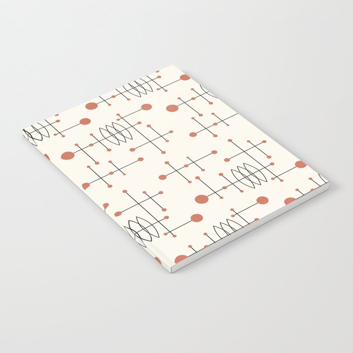 Mid Century Atomic Age Pattern Orange and Cream Notebook Gallery Image 1