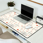 Mid Century Atomic Age Pattern Orange and Cream Desk Mat Gallery Image 2