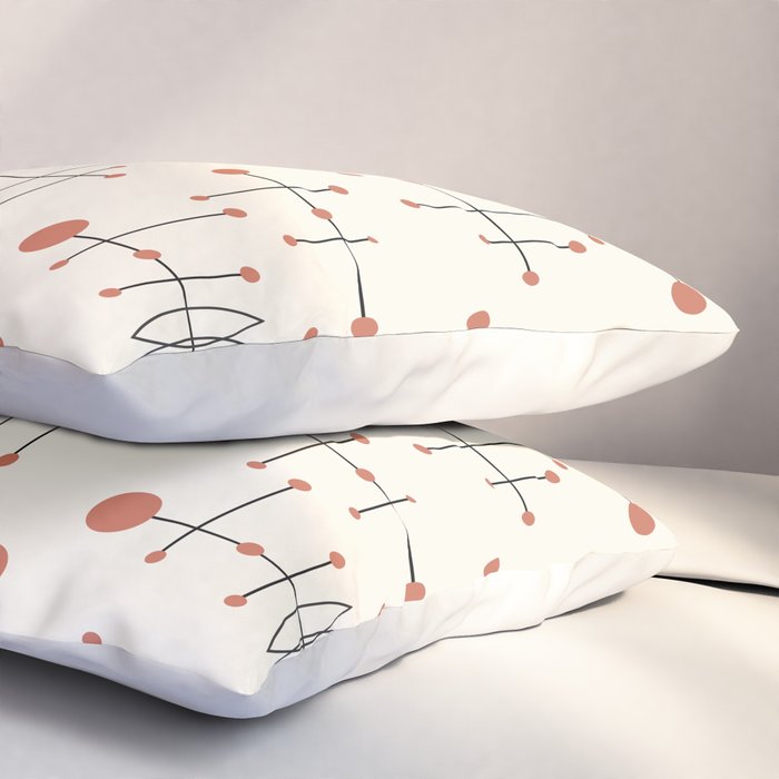 Mid Century Atomic Age Pattern Orange and Cream Pillow Sham Gallery Image 3