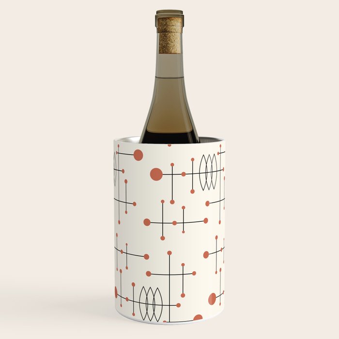 Mid Century Atomic Age Pattern Orange and Cream Wine Chiller Gallery Image 2