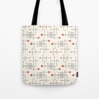 Mid Century Atomic Age Pattern Orange and Cream Tote Bag Gallery Image 1
