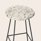 Mid Century Atomic Age Pattern Orange and Cream Stool Gallery Image 2