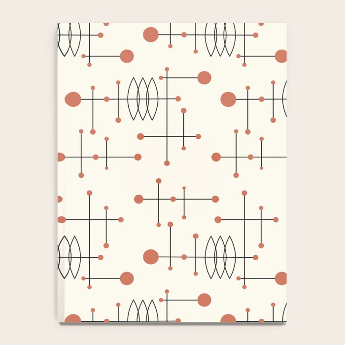 Mid Century Atomic Age Pattern Orange and Cream Notebook Gallery Image 4