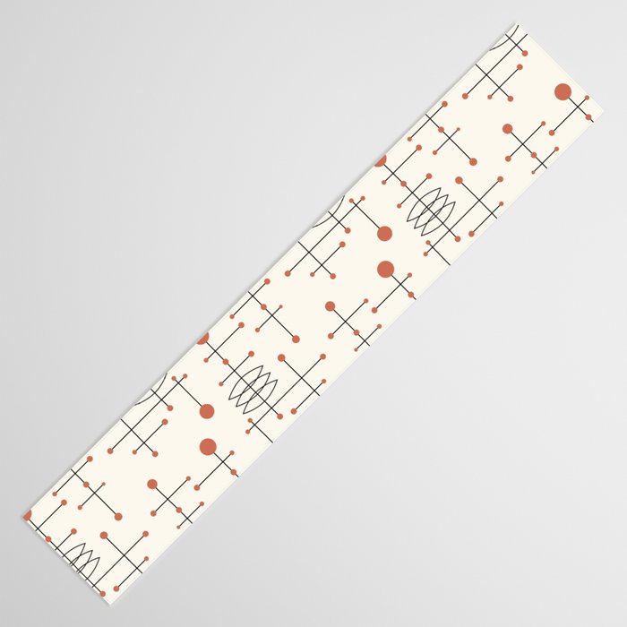Mid Century Atomic Age Pattern Orange and Cream Table Runner Gallery Image 3