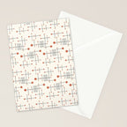 Mid Century Atomic Age Pattern Orange and Cream Stationery Card Gallery Image 2