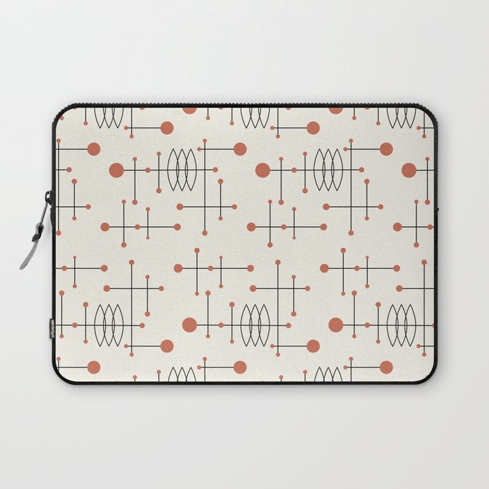 Mid Century Atomic Age Pattern Orange and Cream Laptop Sleeve Gallery Image 1