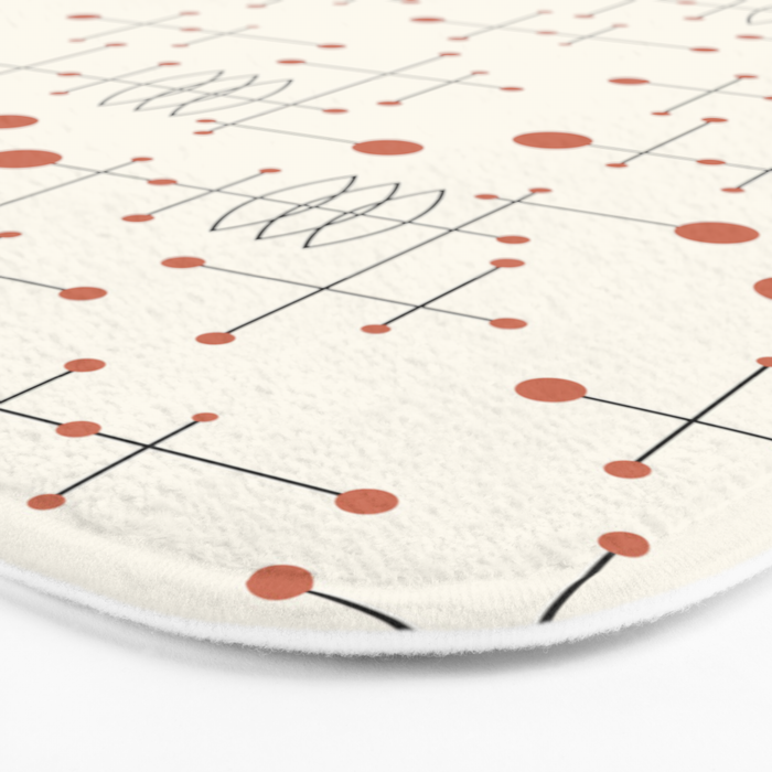Mid Century Atomic Age Pattern Orange and Cream Bath Mat Gallery Image 3
