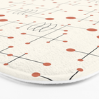 Mid Century Atomic Age Pattern Orange and Cream Bath Mat Gallery Image 3