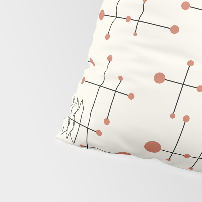 Mid Century Atomic Age Pattern Orange and Cream Pillow Sham Gallery Image 4