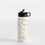 Mid Century Atomic Age Pattern Orange and Cream Water Bottle Gallery Image 1