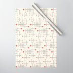 Mid Century Atomic Age Pattern Orange and Cream Wrapping Paper Gallery Image 1