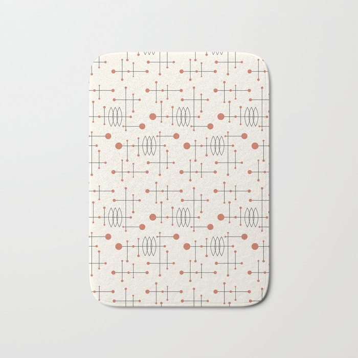 Mid Century Atomic Age Pattern Orange and Cream Bath Mat Gallery Image 1