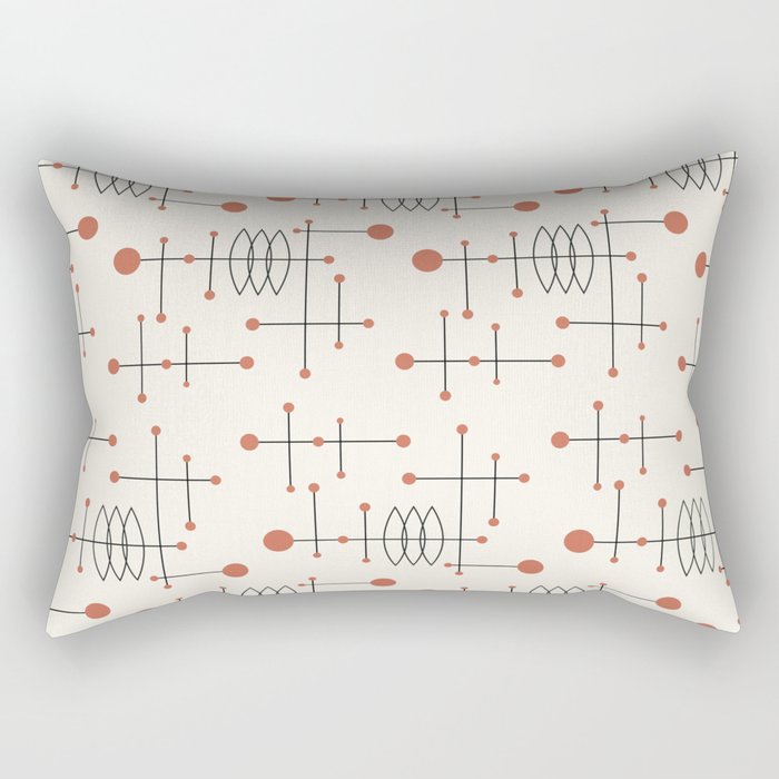 Mid Century Atomic Age Pattern Orange and Cream Rectangular Pillow Gallery Image 1
