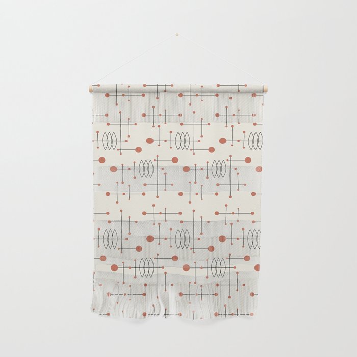 Mid Century Atomic Age Pattern Orange and Cream Wall Hanging Gallery Image 1