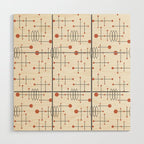 Mid Century Atomic Age Pattern Orange and Cream Wood Wall Art Gallery Image 1
