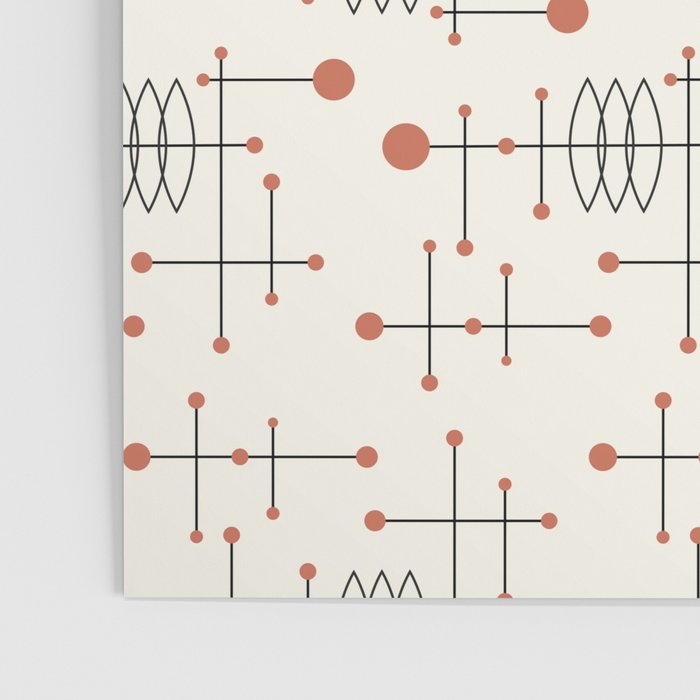 Mid Century Atomic Age Pattern Orange and Cream Poster Gallery Image 3