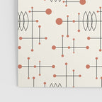 Mid Century Atomic Age Pattern Orange and Cream Poster Gallery Image 3