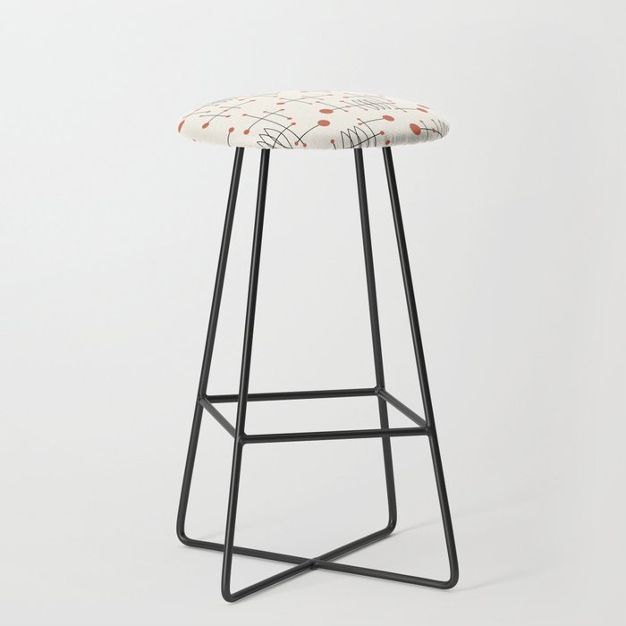 Mid Century Atomic Age Pattern Orange and Cream Stool Gallery Image 1