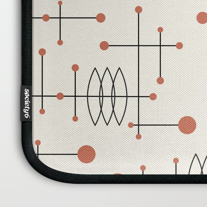 Mid Century Atomic Age Pattern Orange and Cream Laptop Sleeve Gallery Image 3