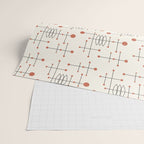 Mid Century Atomic Age Pattern Orange and Cream Wrapping Paper Gallery Image 2
