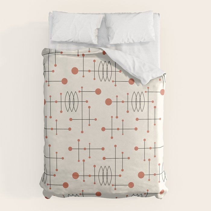 Mid Century Atomic Age Pattern Orange and Cream Duvet Cover Gallery Image 6