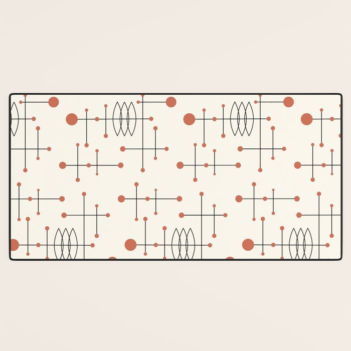 Mid Century Atomic Age Pattern Orange and Cream Desk Mat Gallery Image 3