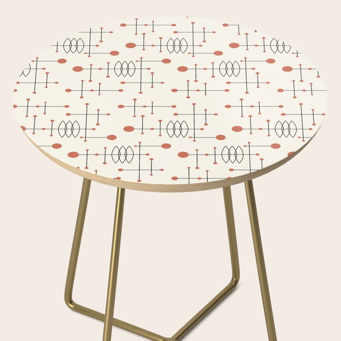Mid Century Atomic Age Pattern Orange and Cream Side Table Gallery Image 2