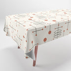 Mid Century Atomic Age Pattern Orange and Cream Tablecloth Gallery Image 1