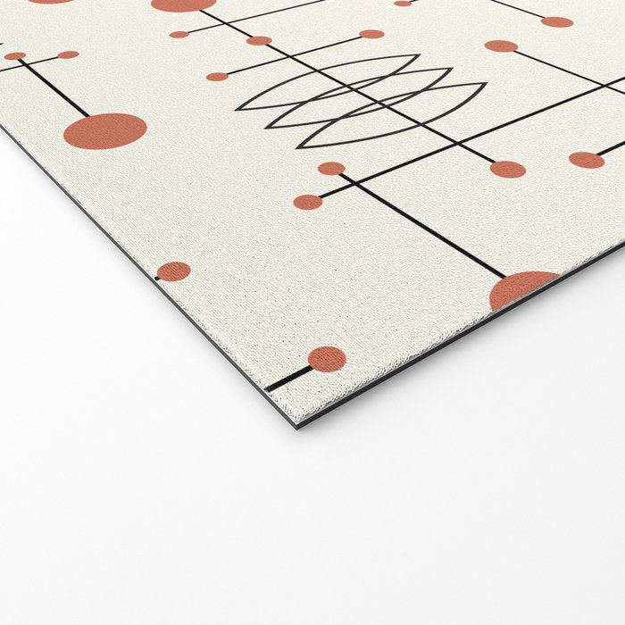 Mid Century Atomic Age Pattern Orange and Cream Welcome Mat Gallery Image 2