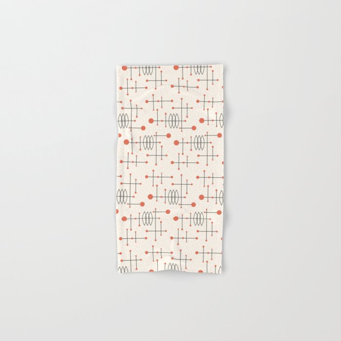 Mid Century Atomic Age Pattern Orange and Cream Bath Towel Gallery Image 1