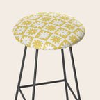 Yellow And White Checkered Flower Pattern Stool Gallery Image 2
