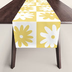 Yellow And White Checkered Flower Pattern Table Runner Gallery Image 1