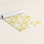 Yellow And White Checkered Flower Pattern Yoga Mat Gallery Image 2