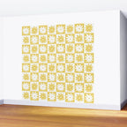 Yellow And White Checkered Flower Pattern Wall Mural Gallery Image 2