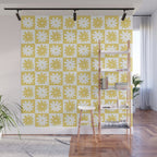 Yellow And White Checkered Flower Pattern Wall Mural Gallery Image 1