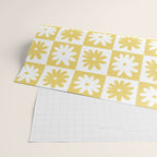 Yellow And White Checkered Flower Pattern Wrapping Paper Gallery Image 2