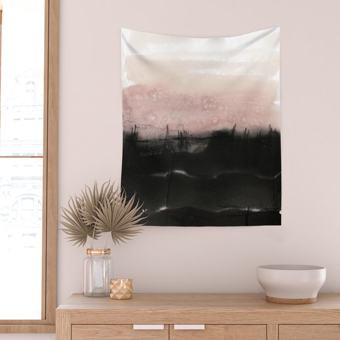 faded pink over black Wall Tapestry Gallery Image 2