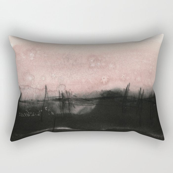 faded pink over black Rectangular Pillow Gallery Image 1