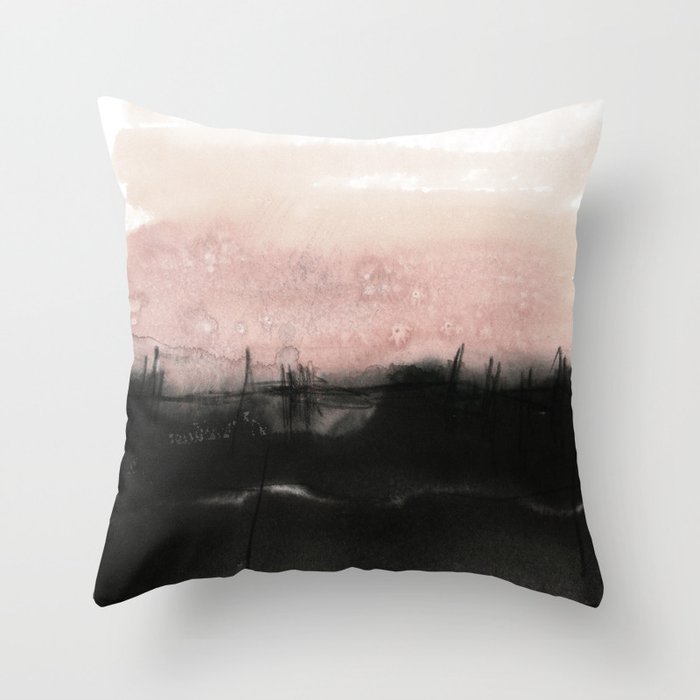 faded pink over black Throw Pillow Gallery Image 6