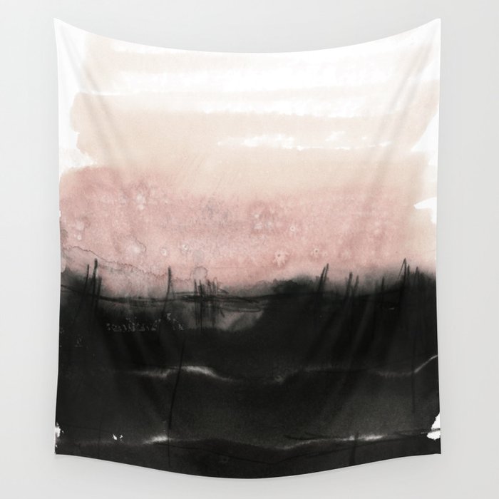 faded pink over black Wall Tapestry Gallery Image 4
