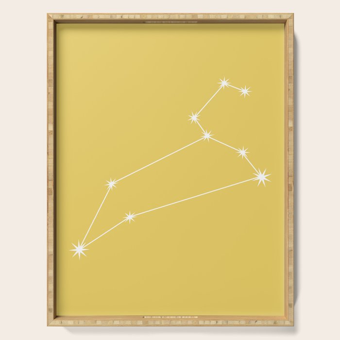 Leo Zodiac Star Constellation Line Art Soft Yellow Serving Tray Gallery Image 1