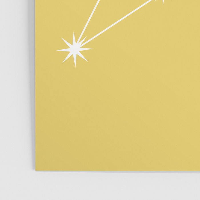 Leo Zodiac Star Constellation Line Art Soft Yellow Poster Gallery Image 3