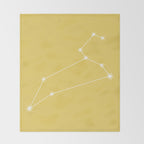 Leo Zodiac Star Constellation Line Art Soft Yellow Throw Blanket Gallery Image 2