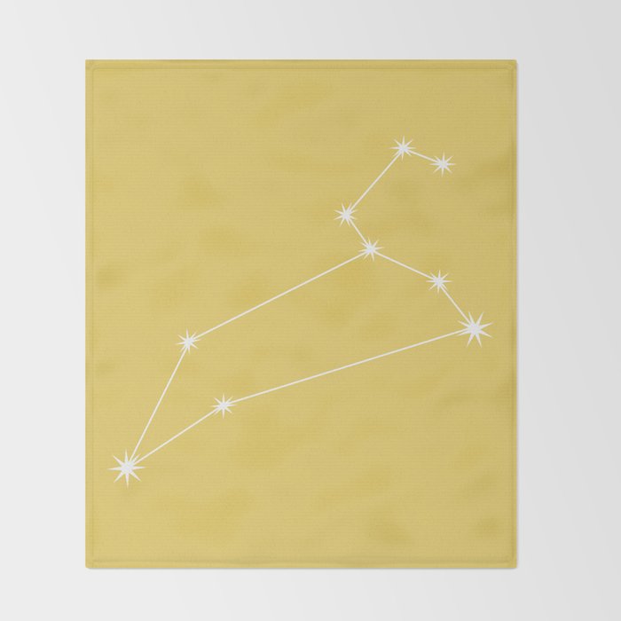 Leo Zodiac Star Constellation Line Art Soft Yellow Throw Blanket Gallery Image 2