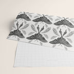 Watercolor Luna Moth in Black and White Wrapping Paper Gallery Image 2